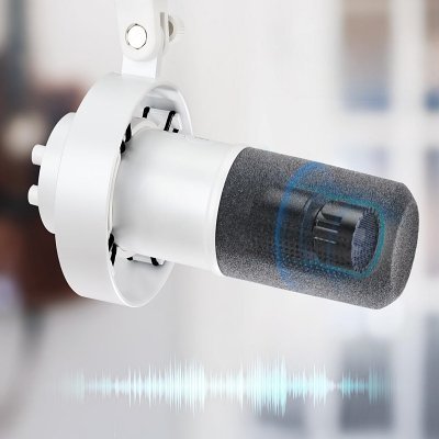 Microphone USB DynamicMicrophone™ blanc en capture sonore – Haute sensibilité et clarté audio – Streaming Univers