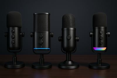 Collection de microphones USB professionnels pour streaming et podcast