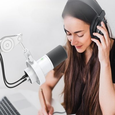 Microphone usb - DynamicMicrophone™ - Blanc - Streaming Univers