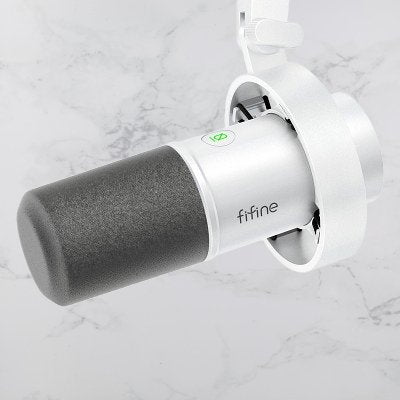 Microphone USB DynamicMicrophone™ blanc – Design épuré avec bouton mute intégré – Streaming Univers