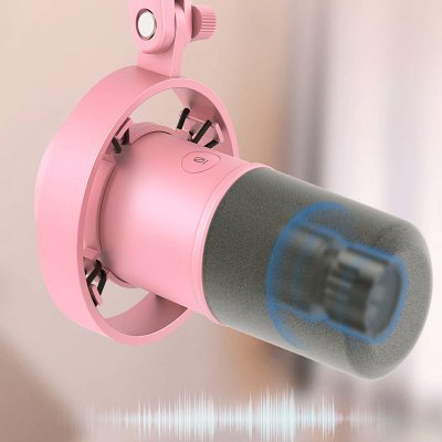 Microphone USB DynamicMicrophone™ rose en capture sonore avec effet de visualisation audio – Streaming Univers