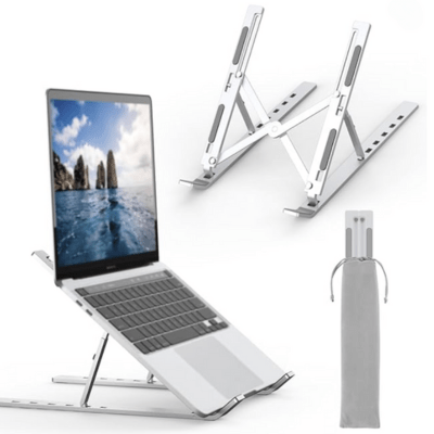 Support ordinateur portable Antidérapant en Aluminium Ventilé argent