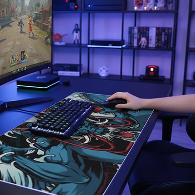 Tapis de bureau gaming dragon avec clavier