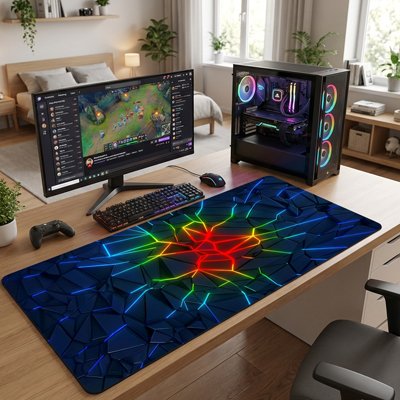 Tapis de bureau gaming RGB multicolore